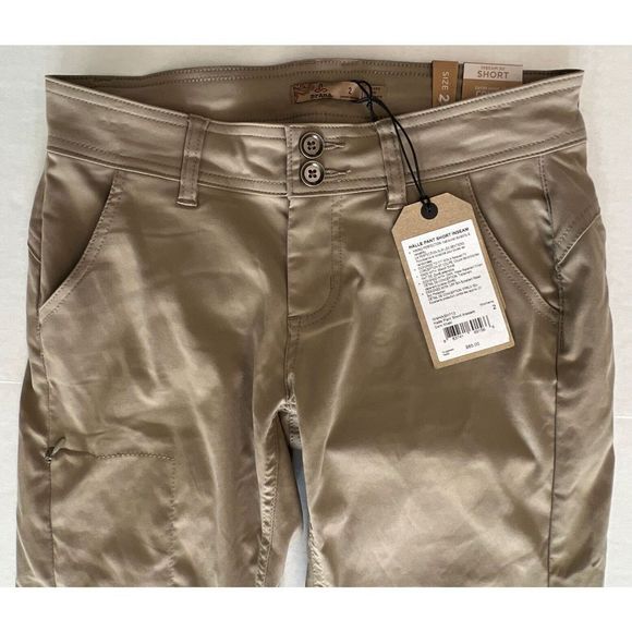 PrAna Women Sz 2 Inseam 30” Halle Pants Khaki Beige Hiking Roll Up Leg $89 - Picture 2 of 16